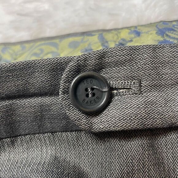 TED BAKER LONDON Mens Cotton Grey Dress Pants Size 38 Regular 31" Inseam - Picture 3 of 9